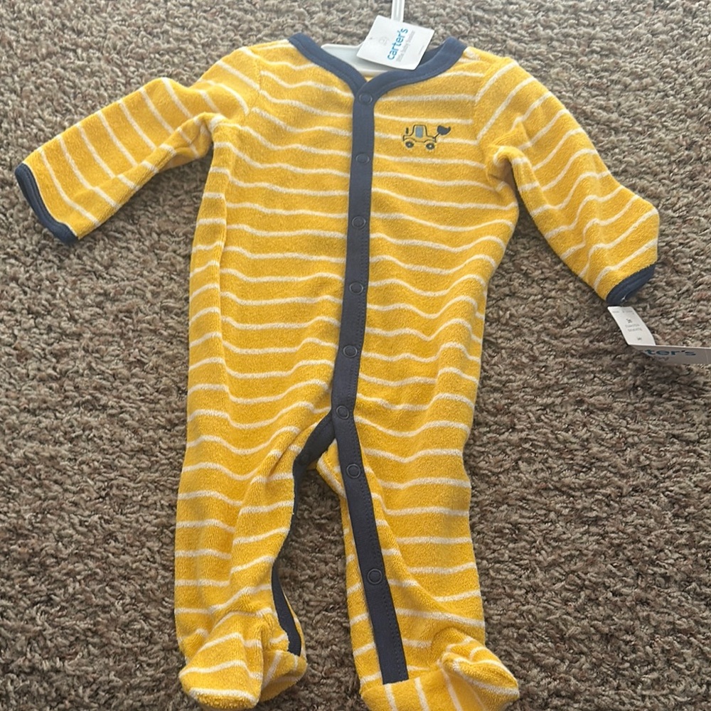Carter's Yellow and Gray Footies with Built-in Feet